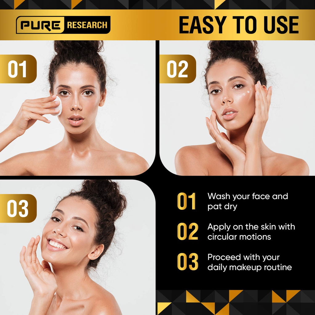 PURE RESEARCH Retinol Face Cream – Natural Anti-Wrinkle Moisturizer with Collagen & Hyaluronic Acid | 1.7oz