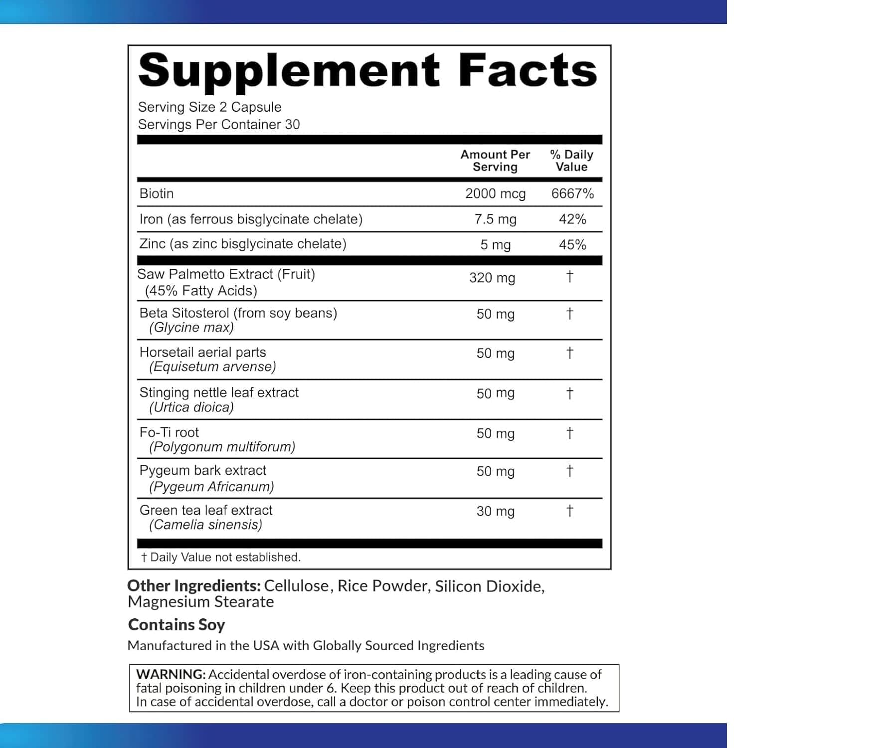 PURE RESEARCH DHT Blocker Hair Growth Support Supplement – Saw Palmetto + Hair Vitamins (60 Capsules)