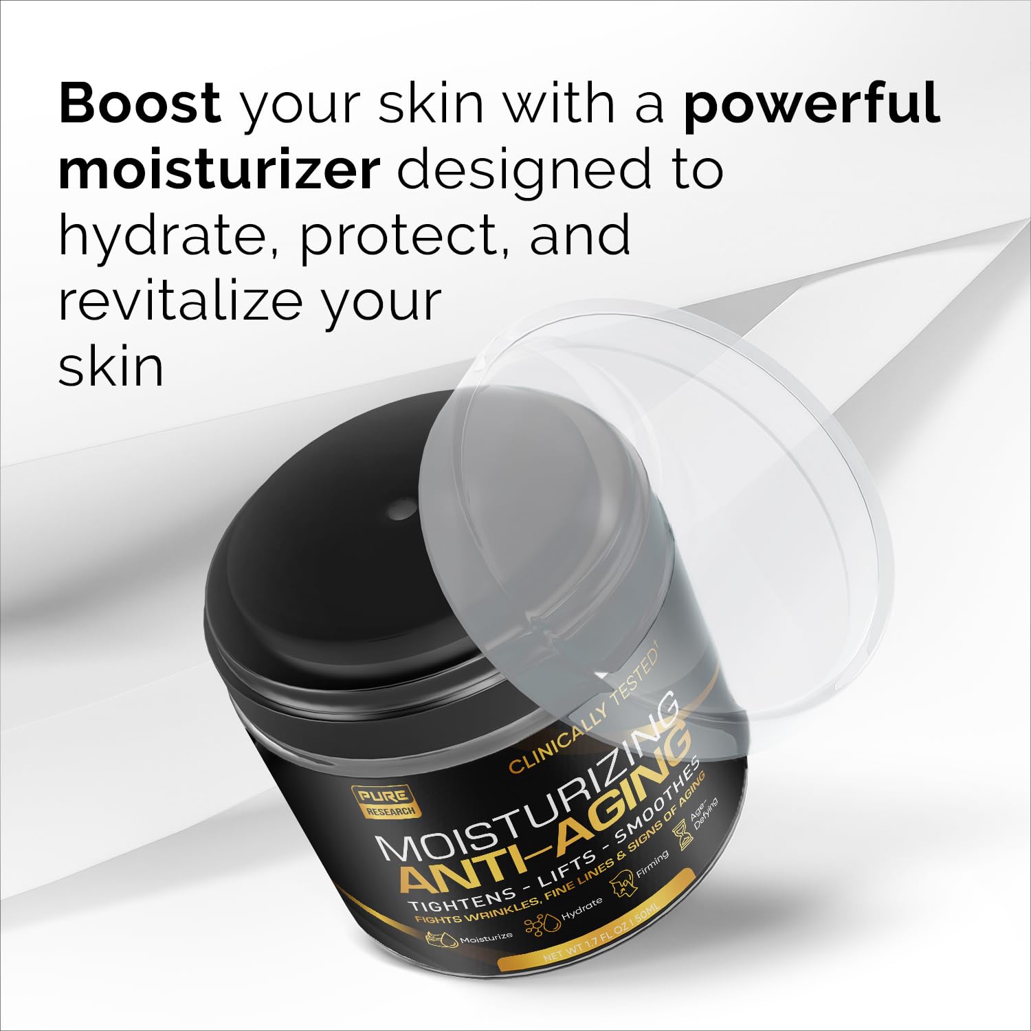 Pure Research Men's Face Cream Moisturizer – Anti-Aging with Hyaluronic Acid & Retinol
