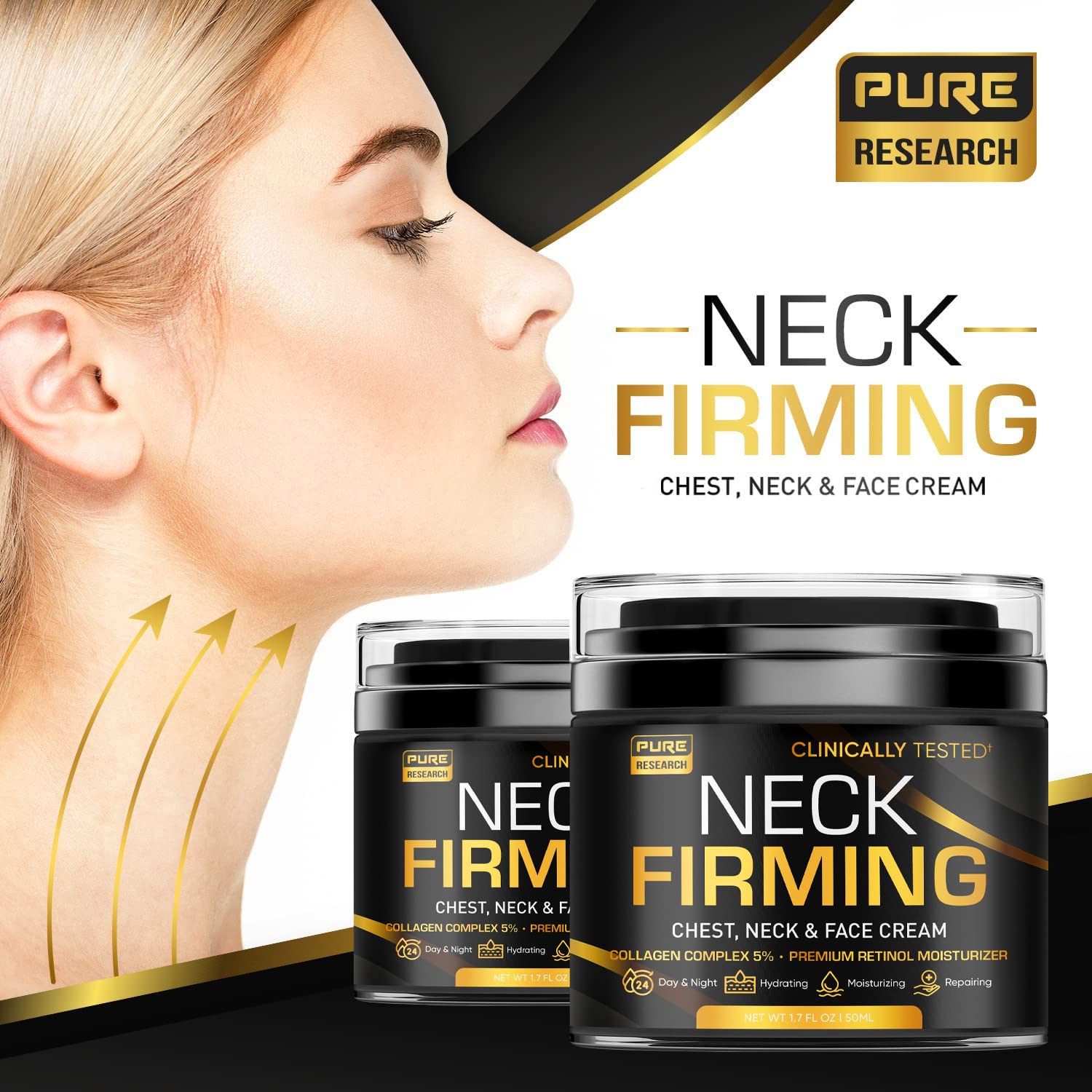 Pure Research Neck Firming Cream – Hydrating Anti-Aging Care for Neck, Face & Décolleté