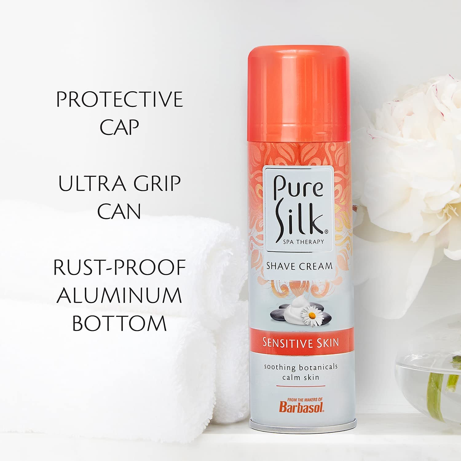 Pure Silk Sensitive Skin Therapy Shave Cream | Soothing Aloe, Thyme & Willow Bark