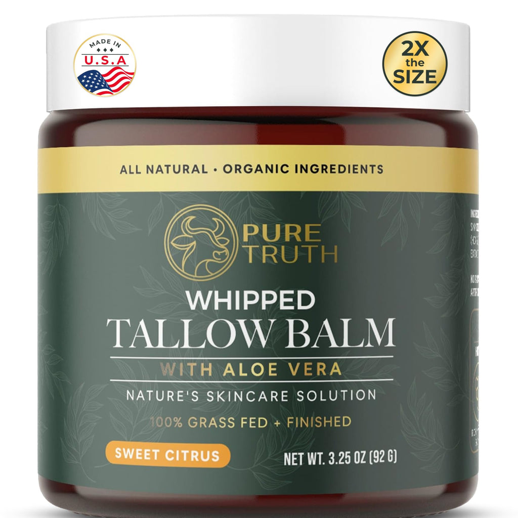 Pure Truth Beef Tallow Citrus Skincare – Whipped Tallow Honey Balm for Face & Body