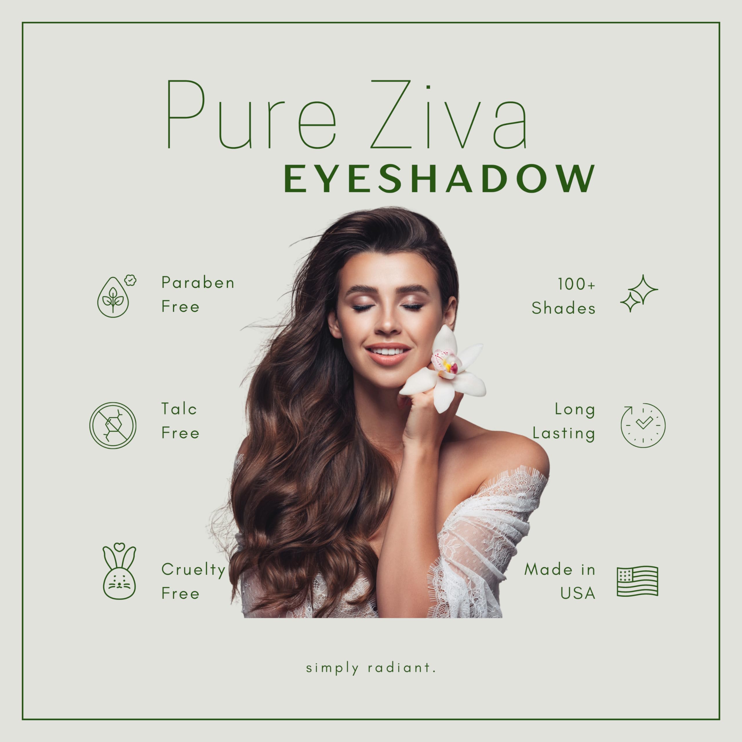 Pure Ziva Vegan Eyeshadow Trio: Off White, Lavender & Deep Purple | Cruelty-Free, USA-Made