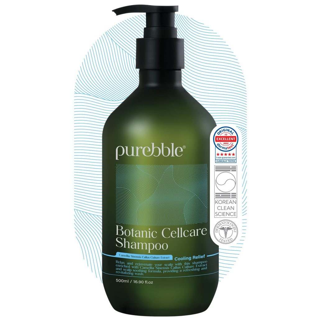 PUREBBLE Cooling Relief Botanic Cellcare Shampoo 500ml | pH Balanced, Sulfate-Free, Color-Safe