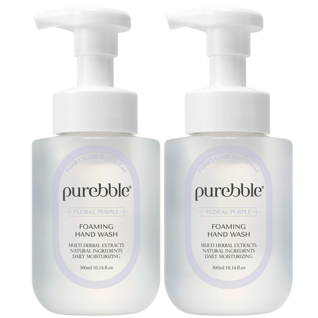 PUREBBLE Floral Purple Foaming Hand Wash with Hyaluronic Acid – Hydrating, Sulfate-Free, 2-Pack