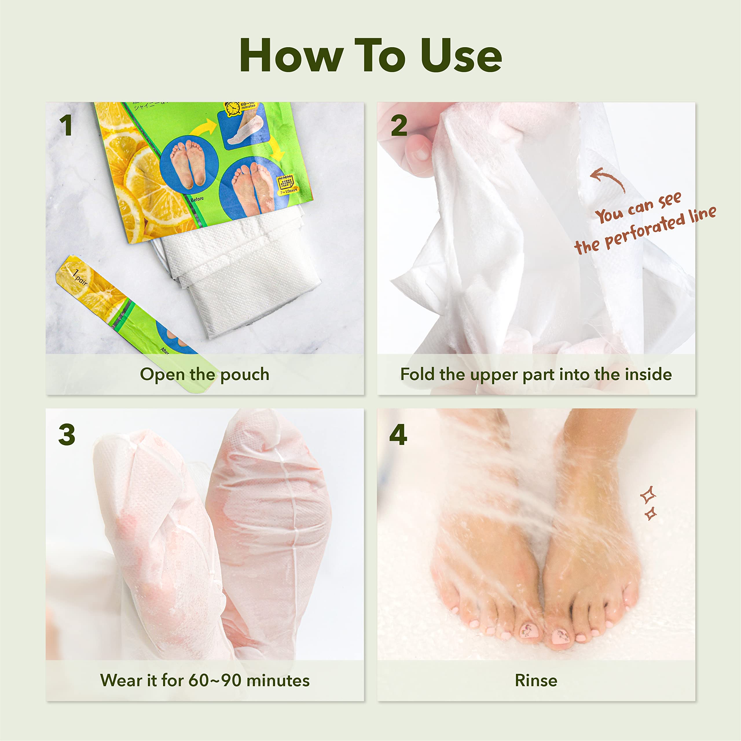 Purederm Shiny & Soft Foot Peeling Mask (6 Pack) – Exfoliating Peel for Smooth, Hydrated Feet