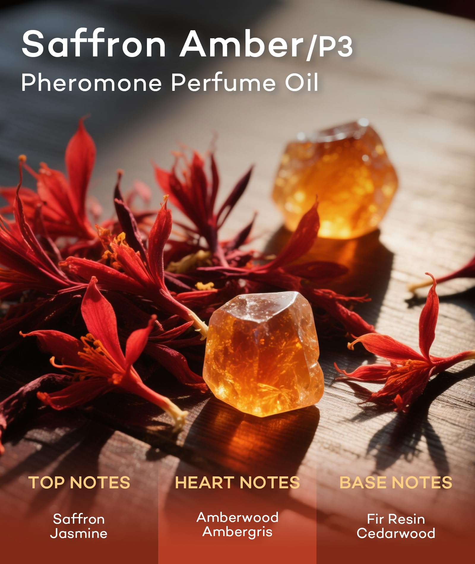 Purefittech Pheromone Perfume Oil for Women – Saffron Amber Roll-On, 0.68 fl oz, Made in USA