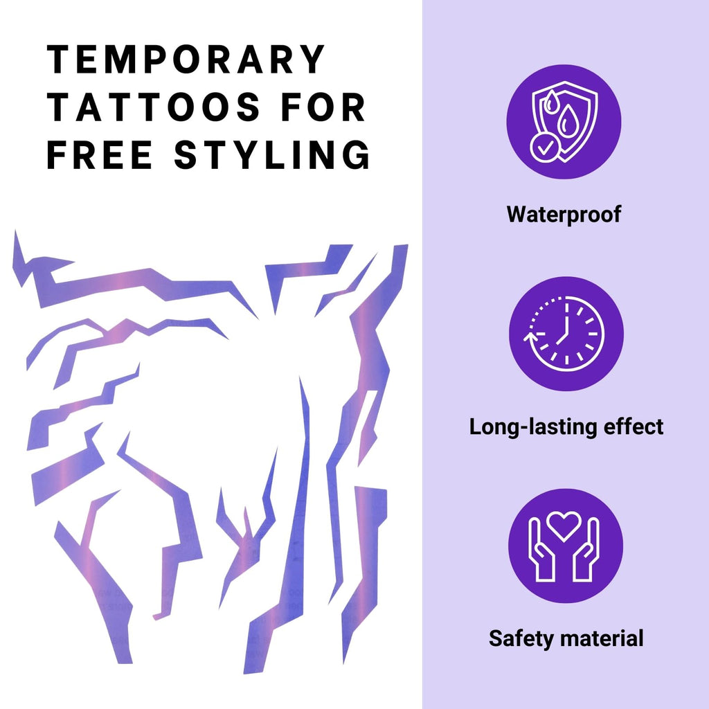PUREHAIR Purple Ombre Temporary Tattoos – Realistic Waterproof Body Art for Cosplay, Halloween & Parties (5 PCS)