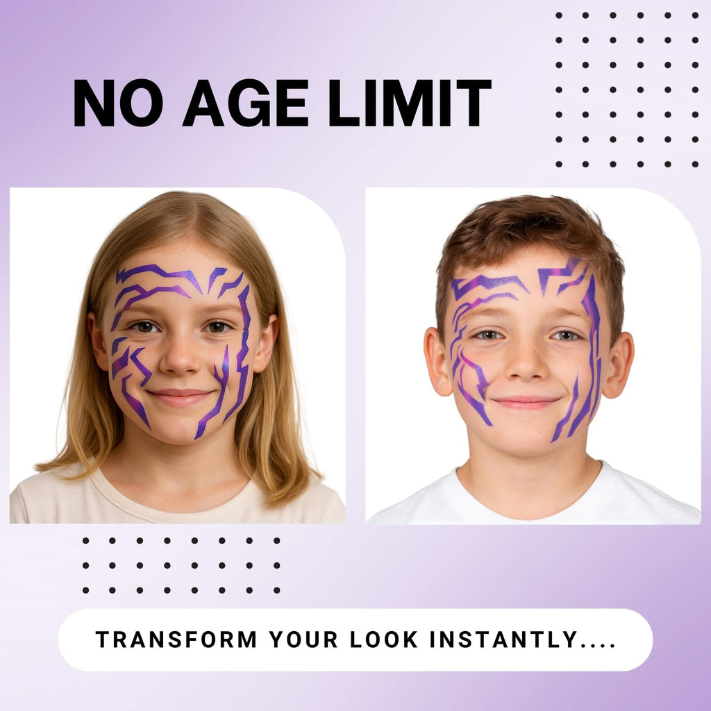 PUREHAIR Purple Ombre Temporary Tattoos – Realistic Waterproof Body Art for Cosplay, Halloween & Parties (5 PCS)
