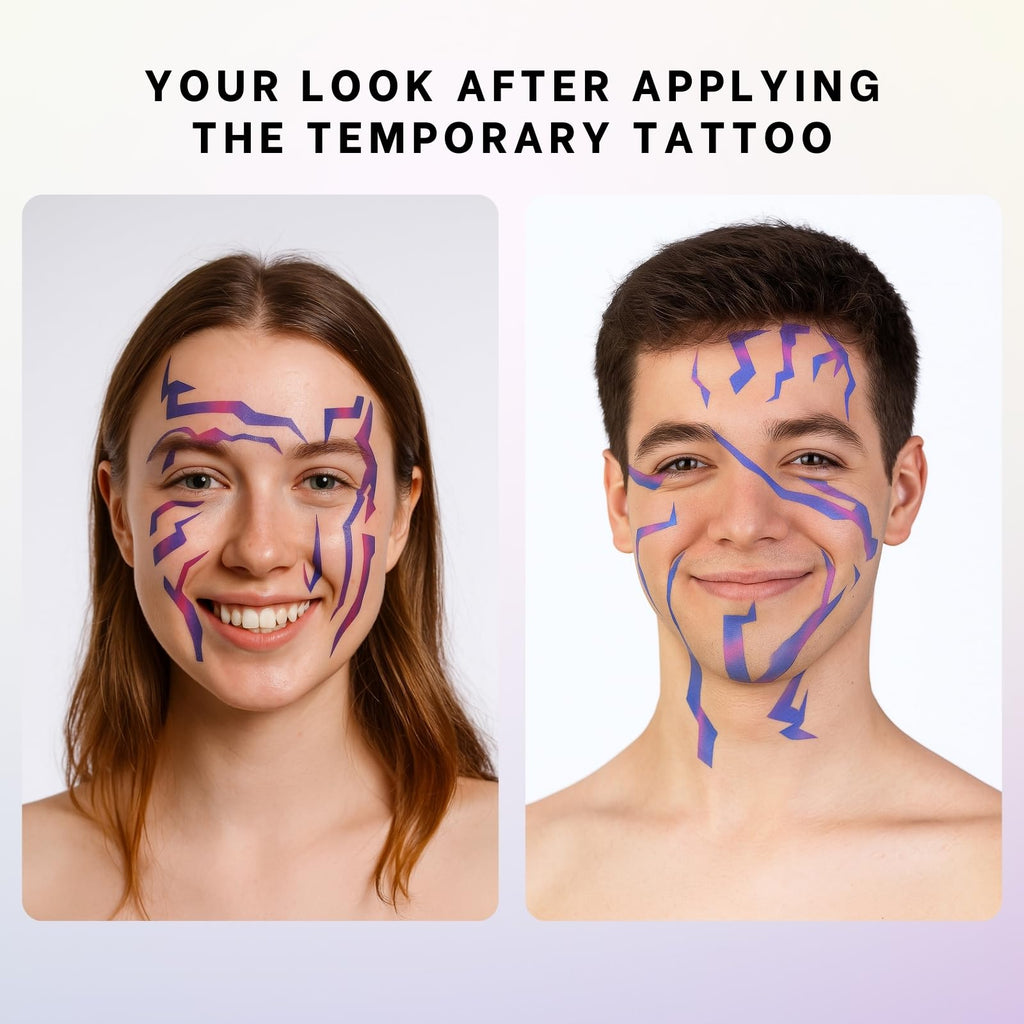 PUREHAIR Purple Ombre Temporary Tattoos – Realistic Waterproof Body Art for Cosplay, Halloween & Parties (5 PCS)