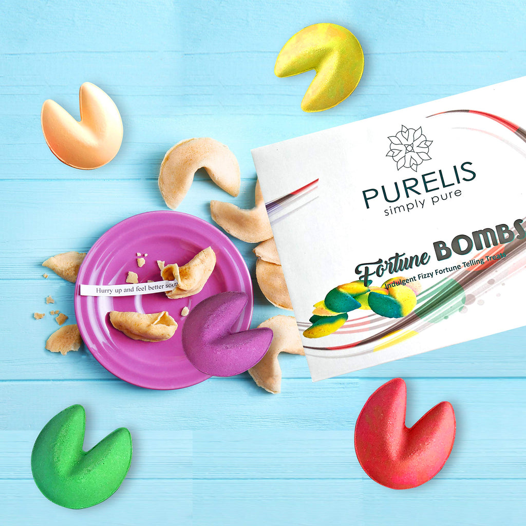 Purelis Naturals Bath Bombs Gift Set – 24 Fortune Cookie Bath Bombs & Shower Steamers for Women, Bulk Party Favors