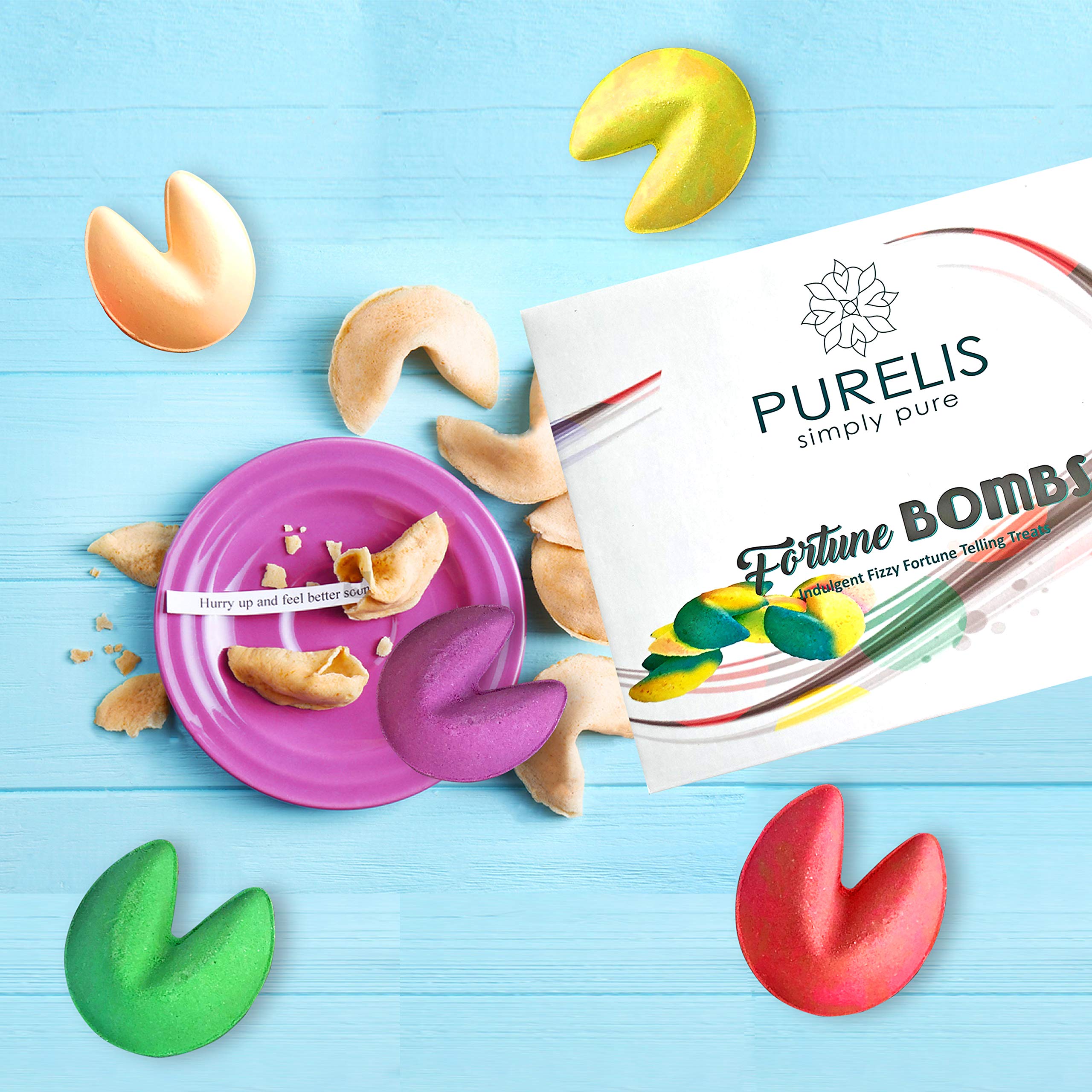 Purelis Naturals Bath Bombs Gift Set – 24 Fortune Cookie Bath Bombs & Shower Steamers for Women, Bulk Party Favors