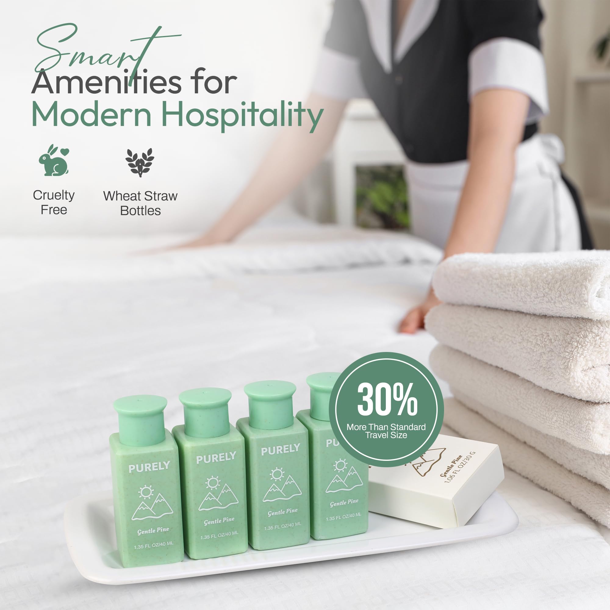 Purely 150-Piece Bulk Travel Toiletries Set – Airbnb & Hotel Essentials, 1.3 oz Bottles