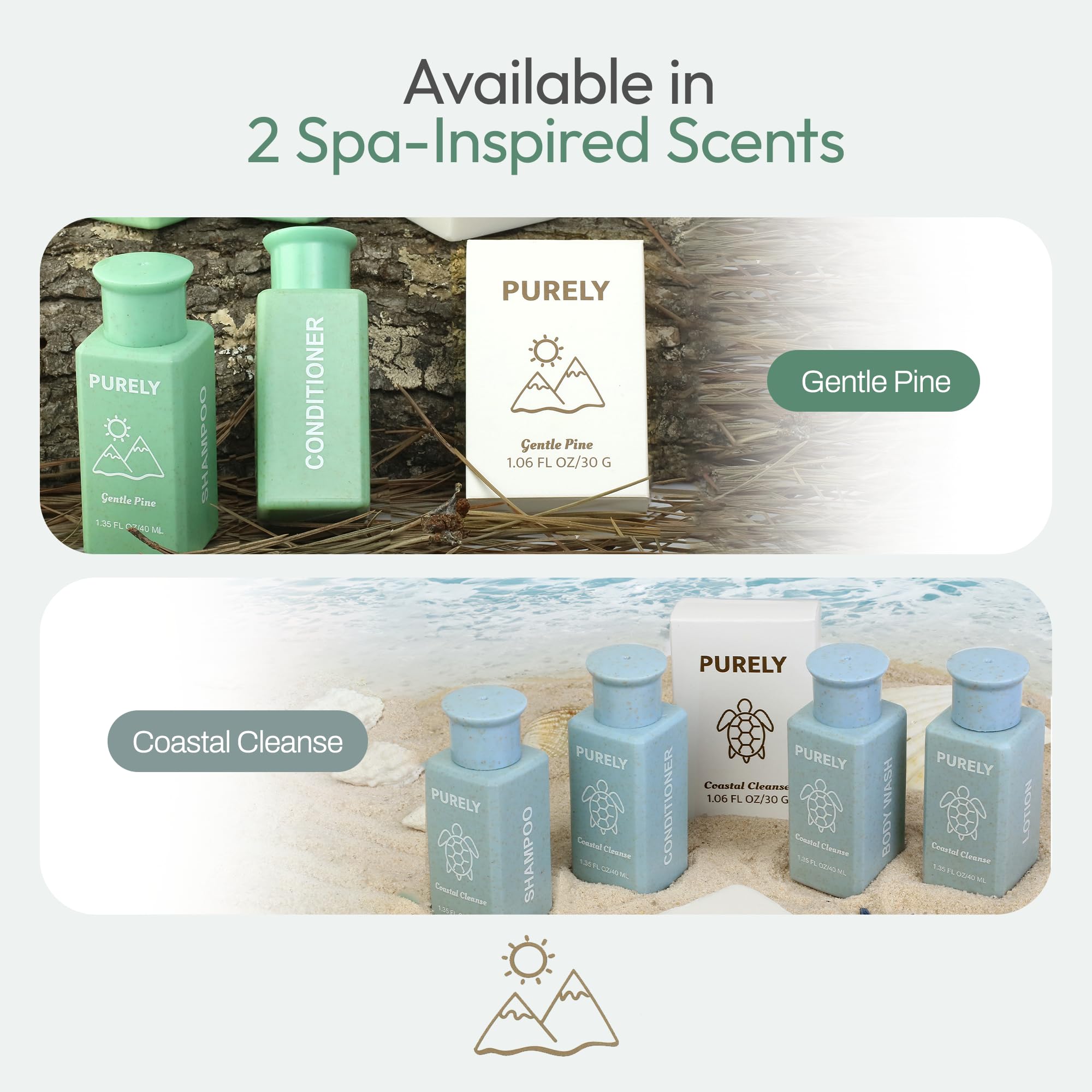 Purely 150-Piece Bulk Travel Toiletries Set – Airbnb & Hotel Essentials, 1.3 oz Bottles