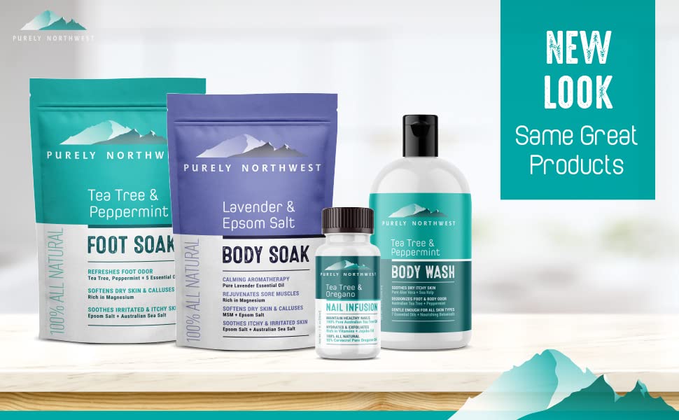 Purely Northwest Tea Tree Foot Soak – Epsom Salt, Toenail Repair & Callus Softening (16 oz)