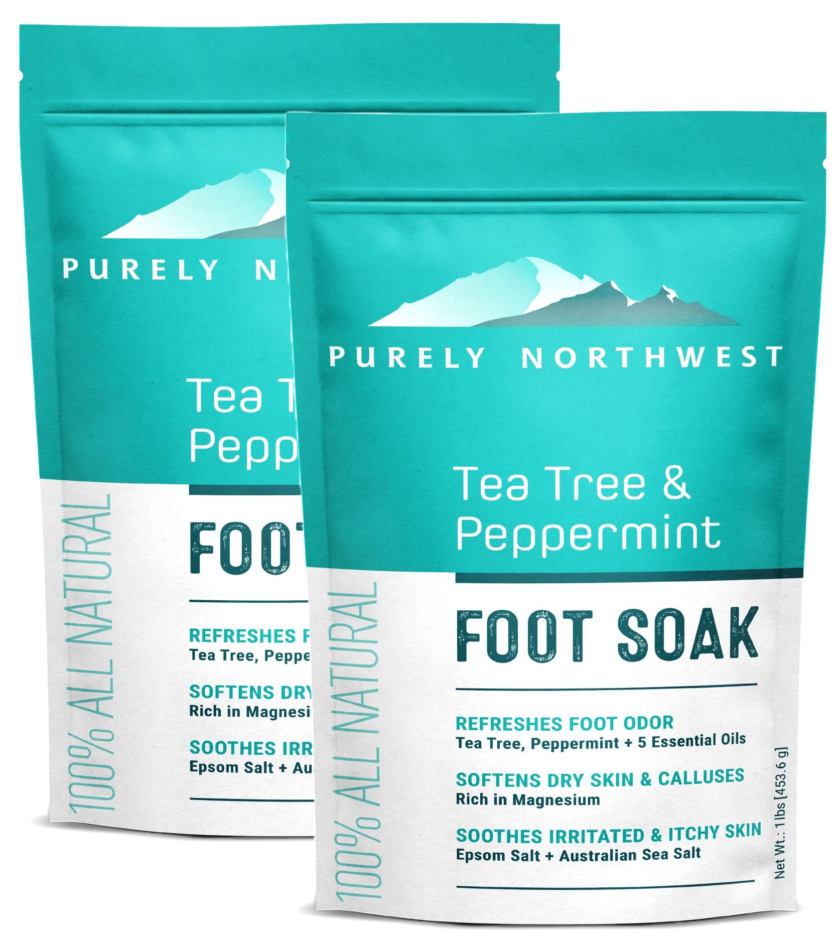 Purely Northwest Tea Tree Epsom Salt Foot & Body Soak – Toenail Repair & Odor Control | USA 2 lb