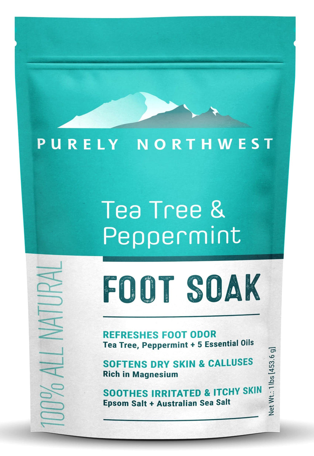 Purely Northwest Tea Tree Foot Soak – Epsom Salt, Toenail Repair & Callus Softening (16 oz)
