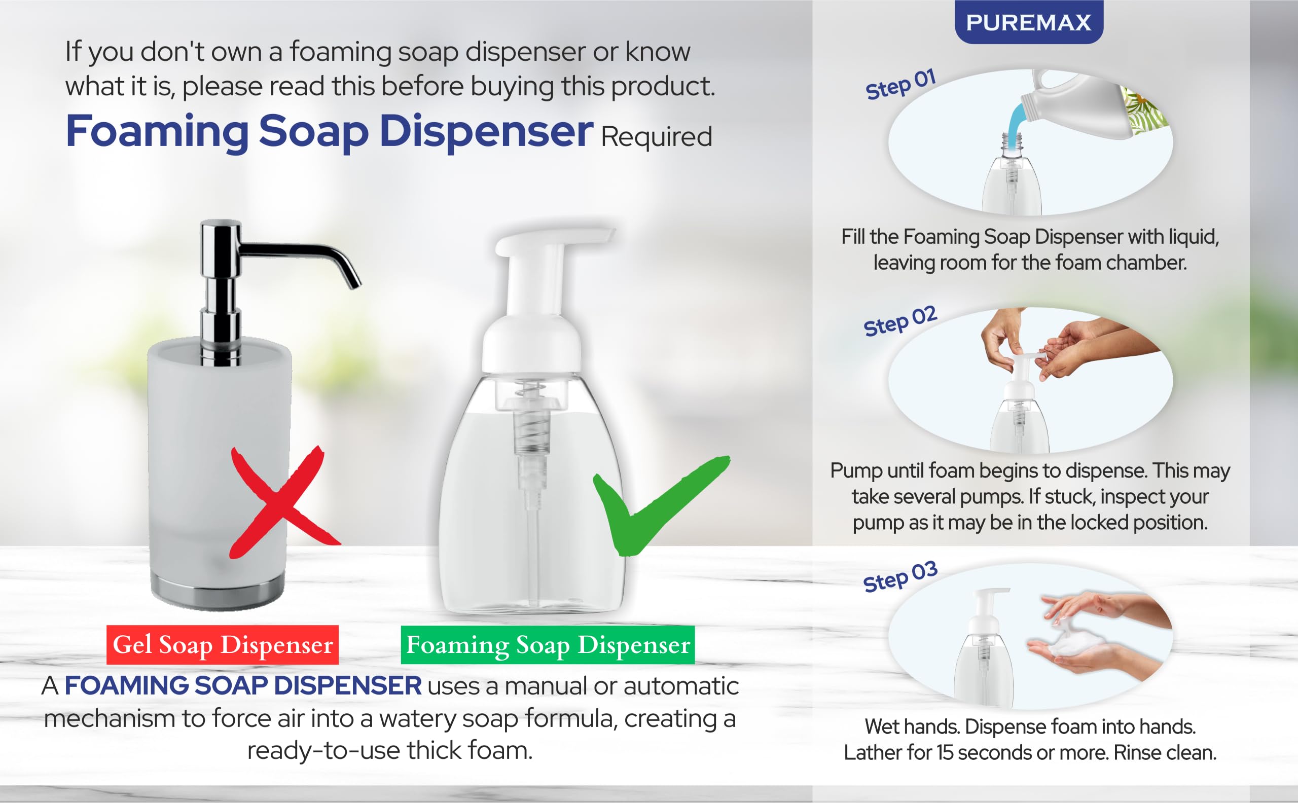 Puremax Honey Almond Foaming Hand Soap Refills — 128 Fl Oz (1 Gallon) Made in USA | Gentle, Moisturizing Foam