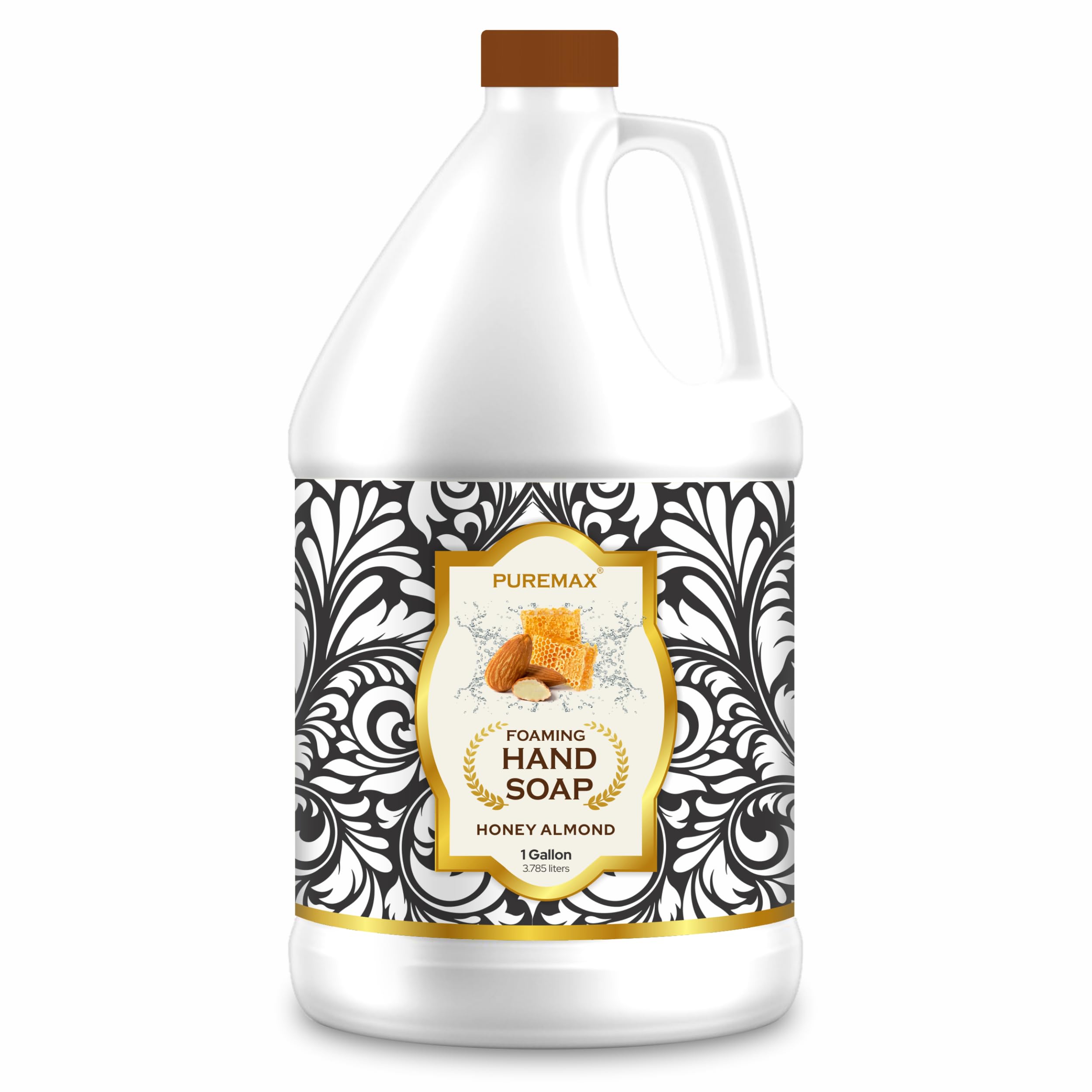 Puremax Honey Almond Foaming Hand Soap Refills — 128 Fl Oz (1 Gallon) Made in USA | Gentle, Moisturizing Foam