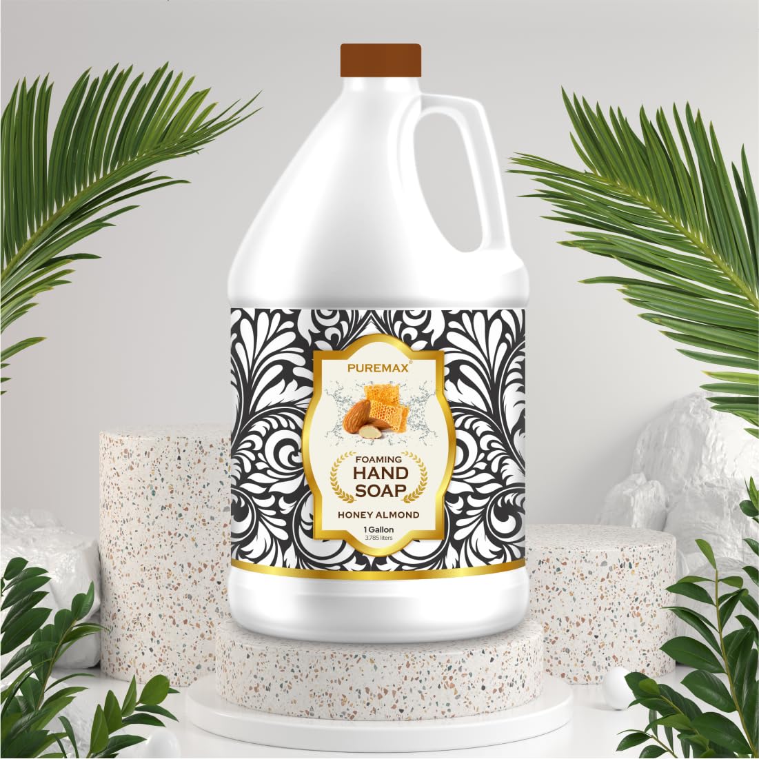 Puremax Honey Almond Foaming Hand Soap Refills — 128 Fl Oz (1 Gallon) Made in USA | Gentle, Moisturizing Foam