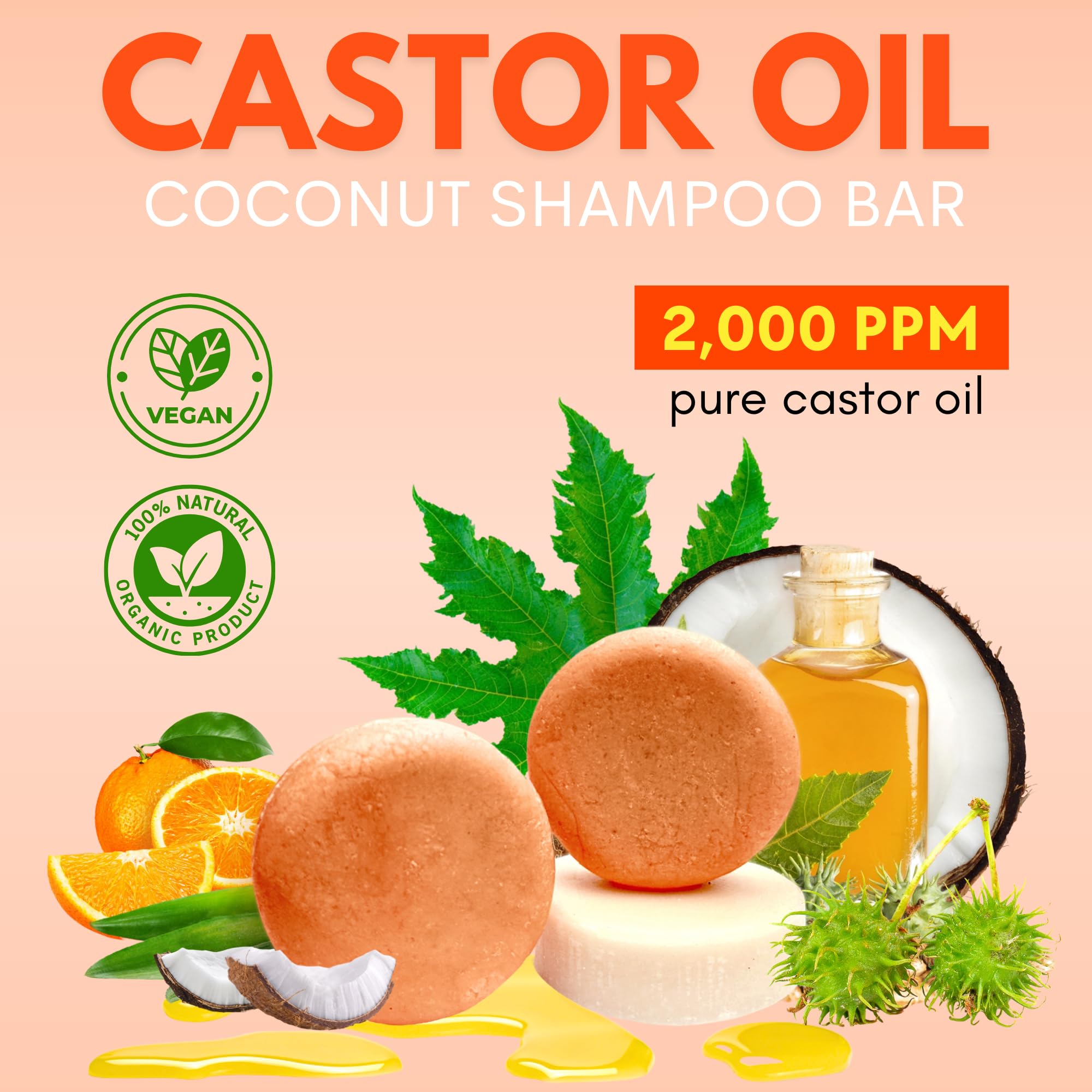 PureRootss Castor Oil Shampoo & Conditioner Bar Set – Hair Growth, Thickening, Zero-Waste (3-Piece)