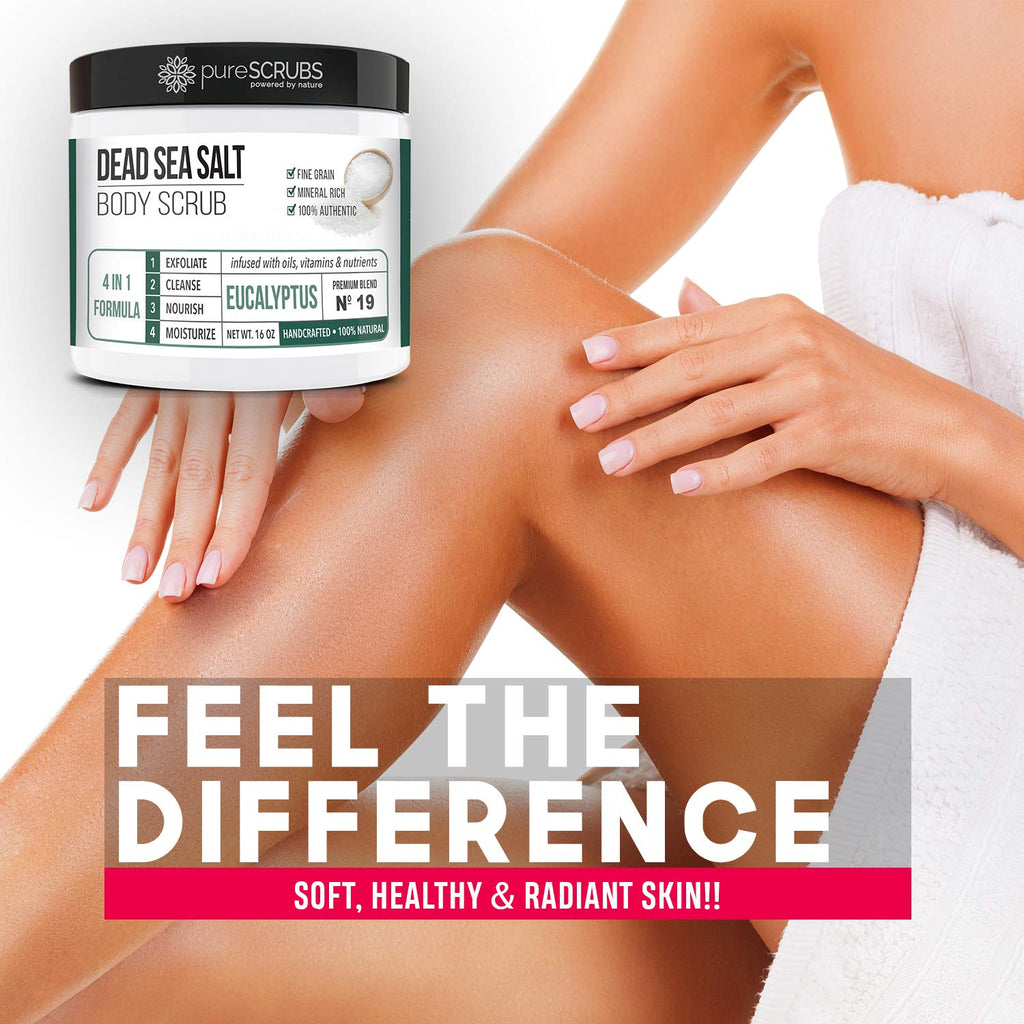 pureSCRUBS Eucalyptus Body Scrub Set – 16oz with Bonus Accessories