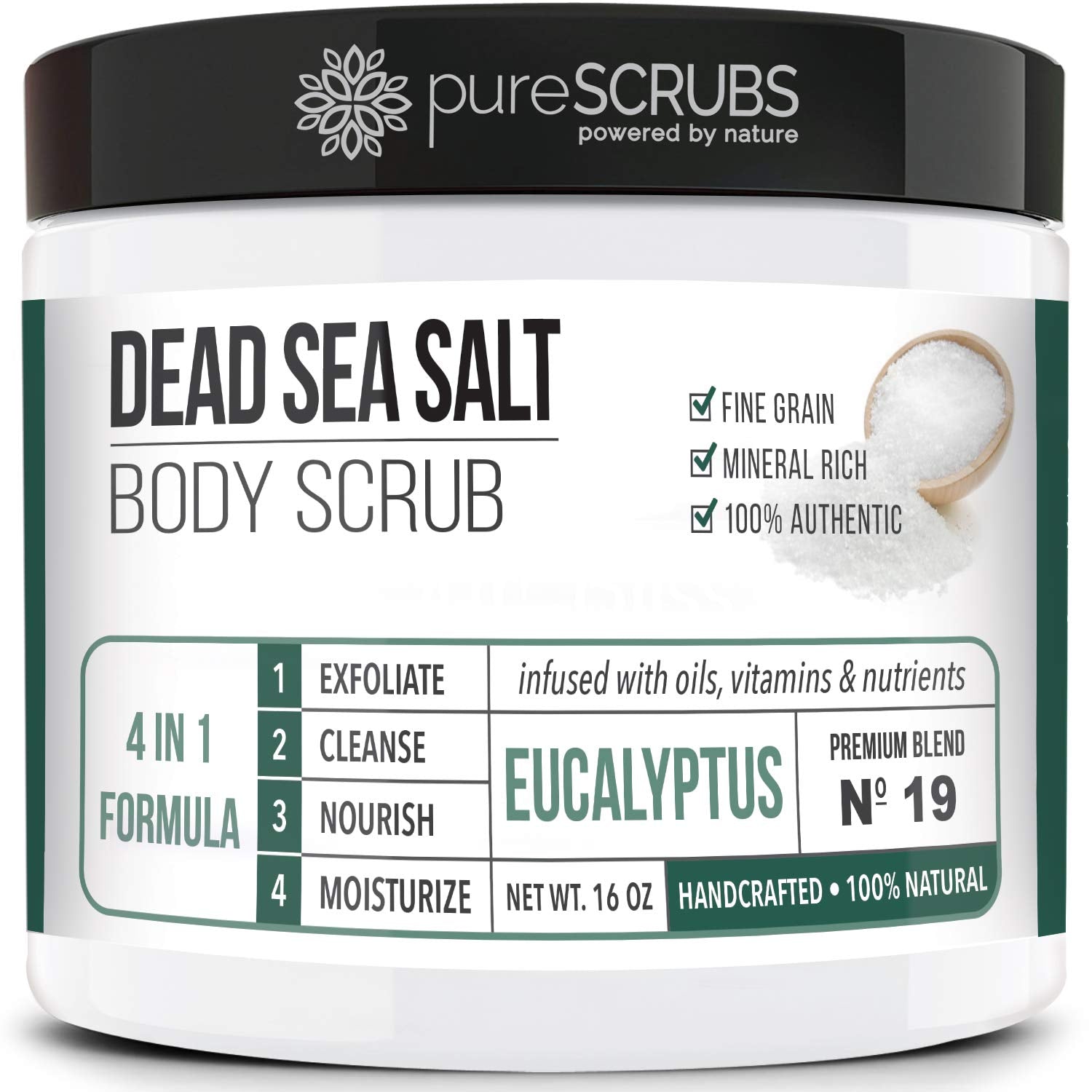 pureSCRUBS Eucalyptus Body Scrub Set – 16oz with Bonus Accessories