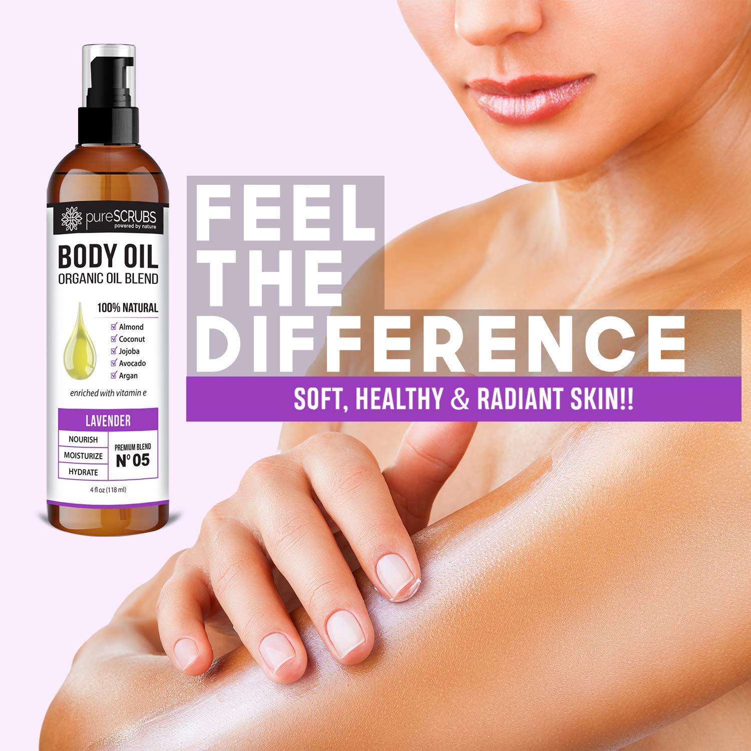 pureSCRUBS Ultra Moisturizing Lavender Body Oil Spray – Organic Oil Blend (4oz)