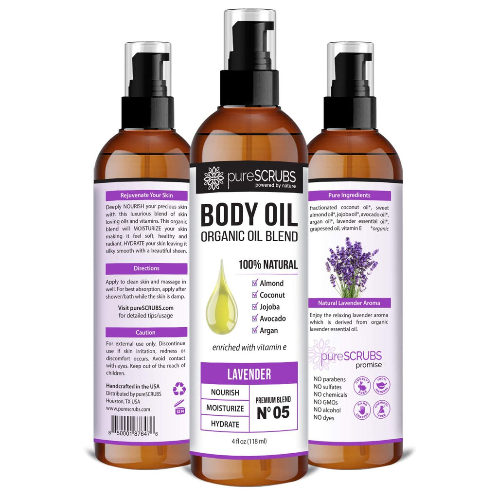 pureSCRUBS Ultra Moisturizing Lavender Body Oil Spray – Organic Oil Blend (4oz)
