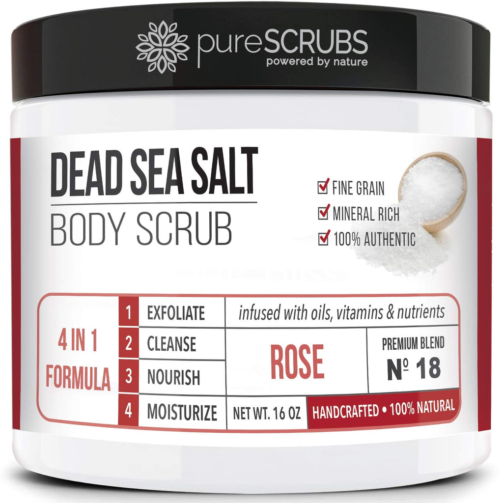 PureSCRUBS Rose Body Scrub Set – 16oz with Dead Sea Salt & Infused Oils