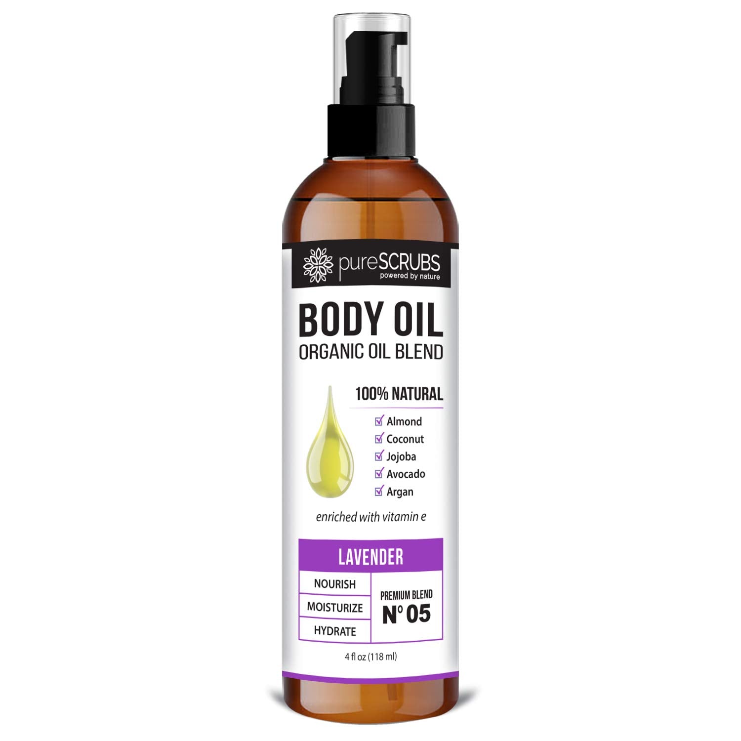 pureSCRUBS Ultra Moisturizing Lavender Body Oil Spray – Organic Oil Blend (4oz)