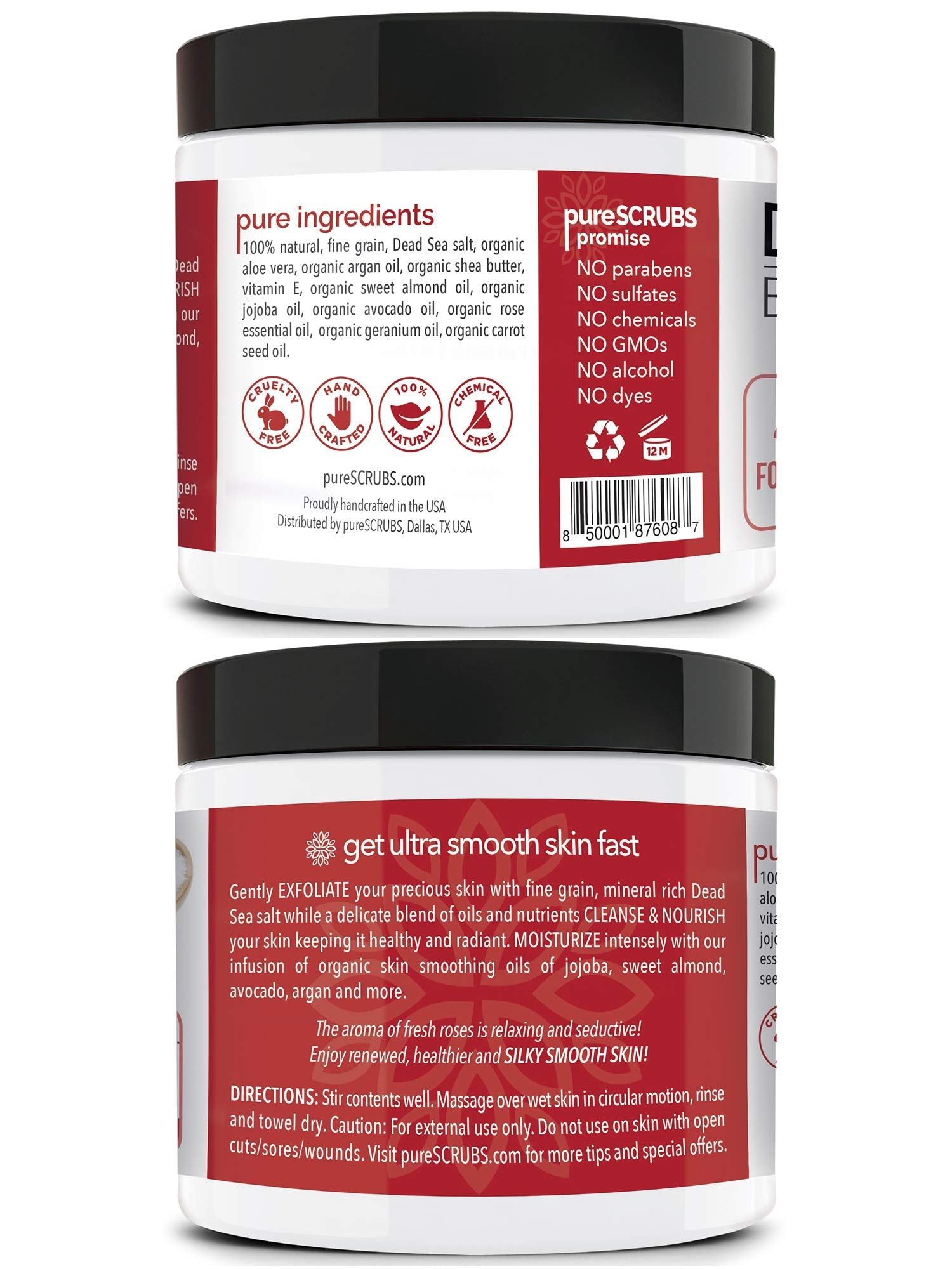 PureSCRUBS Rose Body Scrub Set – 16oz with Dead Sea Salt & Infused Oils