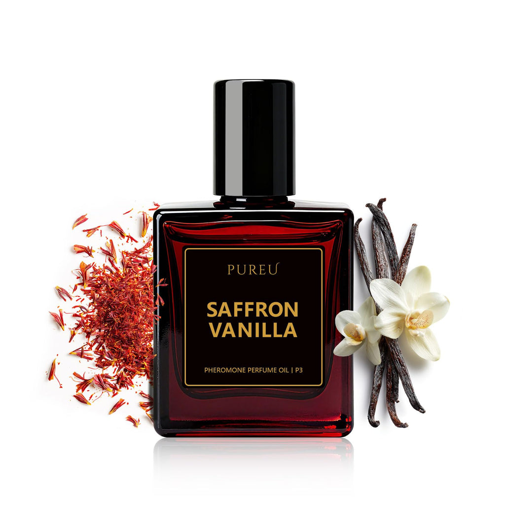 PUREU Roll-On Perfume Oil – Saffron Vanilla Pheromone Fragrance for Women, 0.34 oz Travel Size