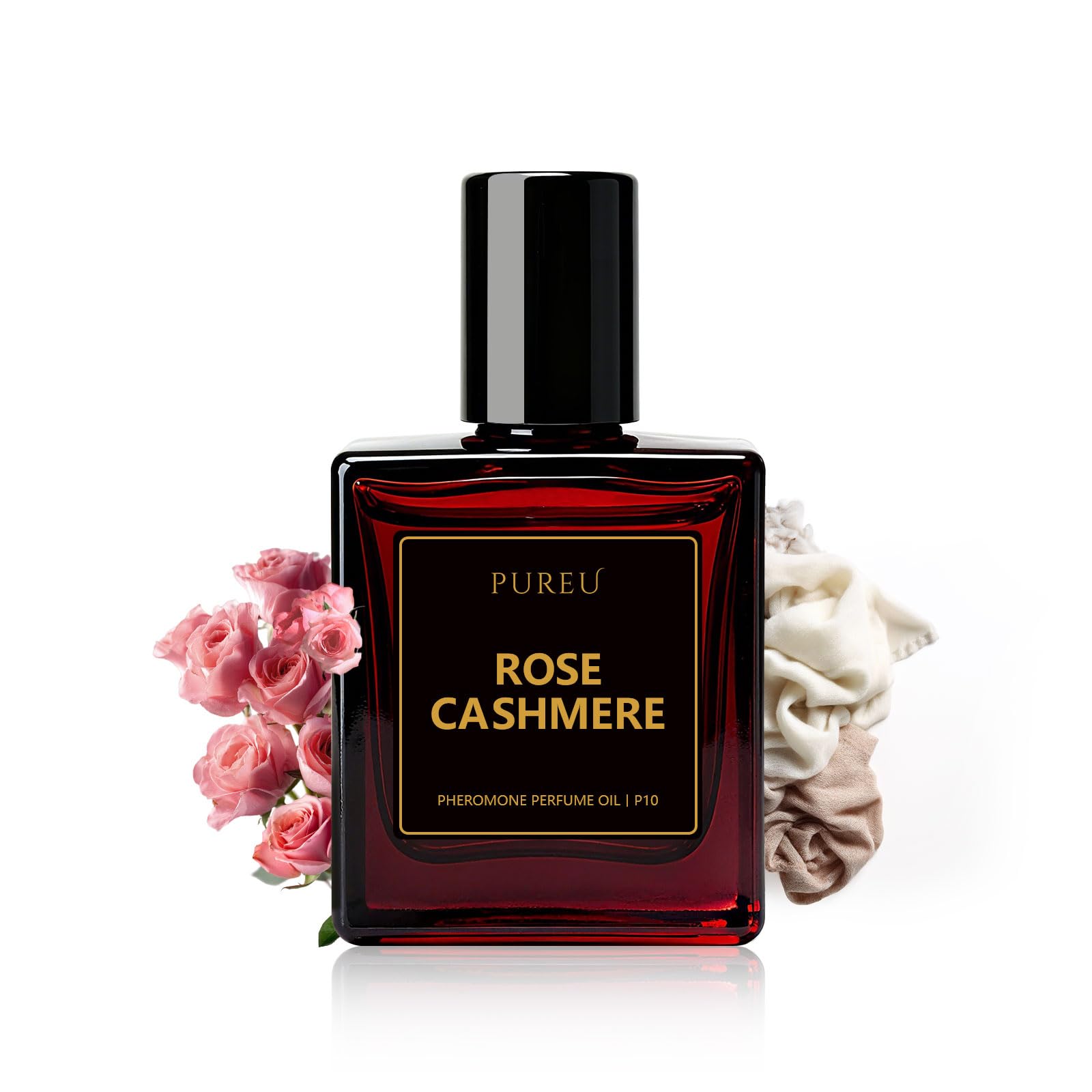 PUREU Roll-On Perfume Oil with Pheromones – Rose Cashmere, 0.34 fl oz (10 ml)