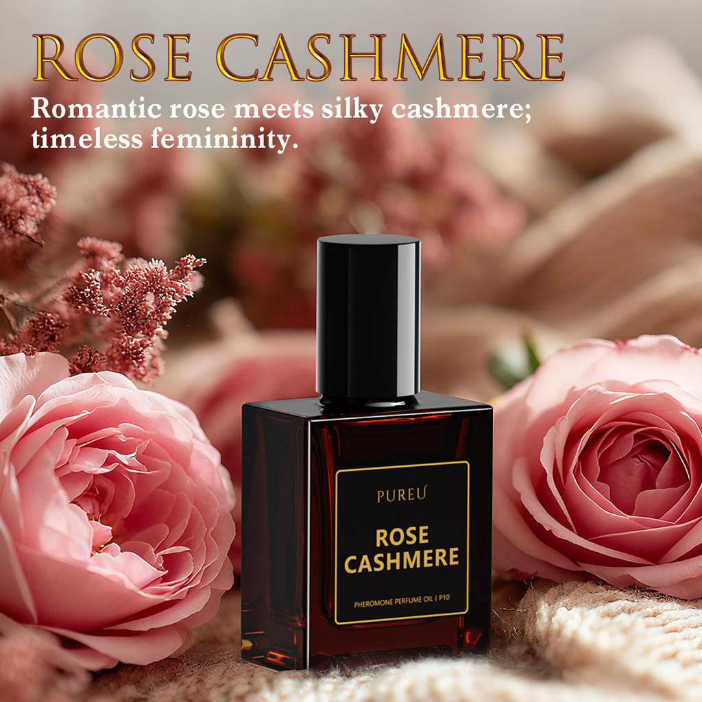 PUREU Roll-On Perfume Oil with Pheromones – Rose Cashmere, 0.34 fl oz (10 ml)