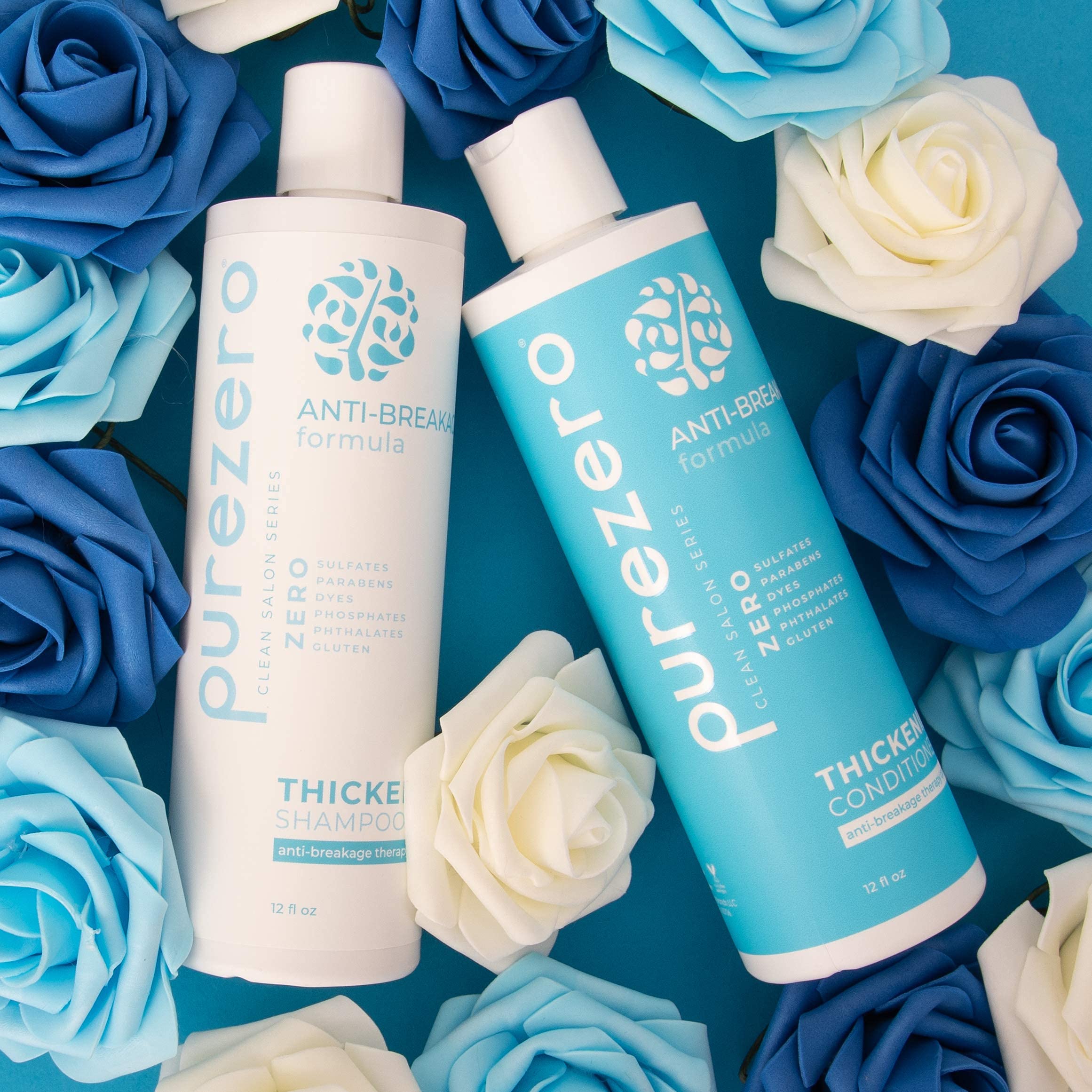 Purezero Anti-Breakage & Thickening Shampoo & Conditioner Set – For Hair Loss & Thinning (24 oz, Vegan, Cruelty-Free, Color Safe)