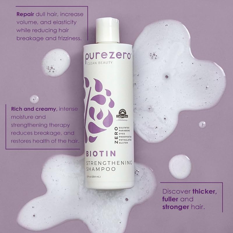 Purezero Biotin Shampoo & Conditioner Set – Volumizing, Anti Thinning, Vegan & Cruelty-Free