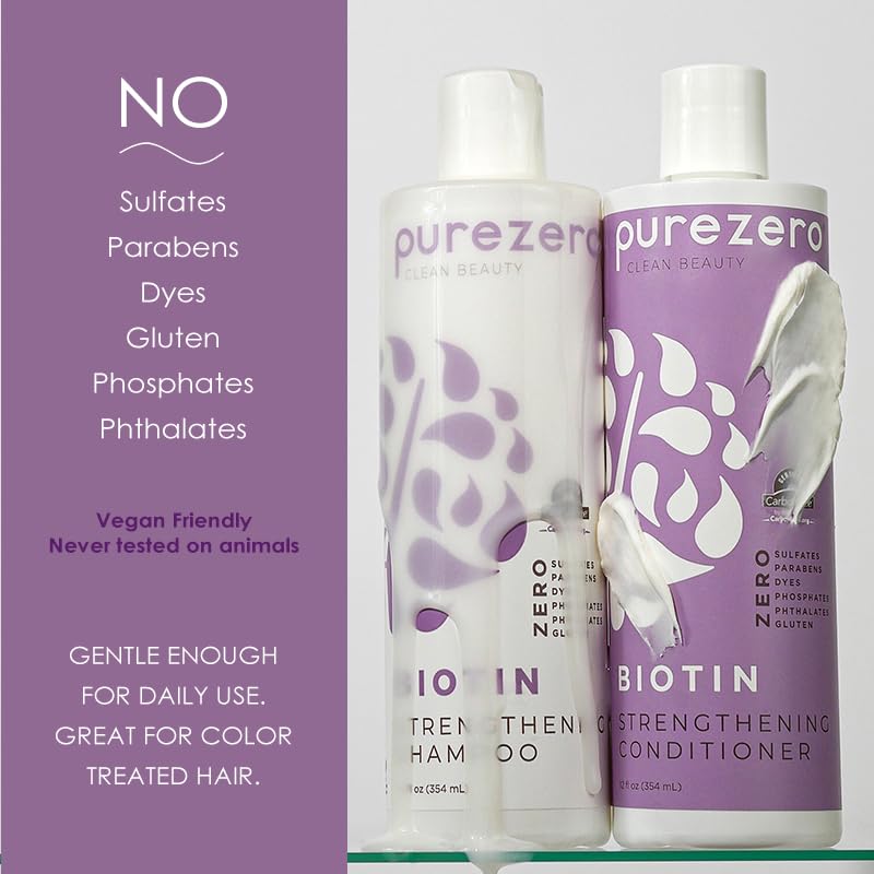 Purezero Biotin Shampoo & Conditioner Set – Volumizing, Anti Thinning, Vegan & Cruelty-Free