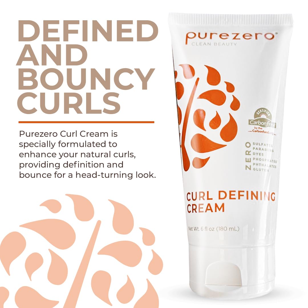 Purezero Curl Cream — Enhanced Curl Definition, Hydration & Frizz Reduction (6oz, 2 Pack) | Vegan & Cruelty-Free