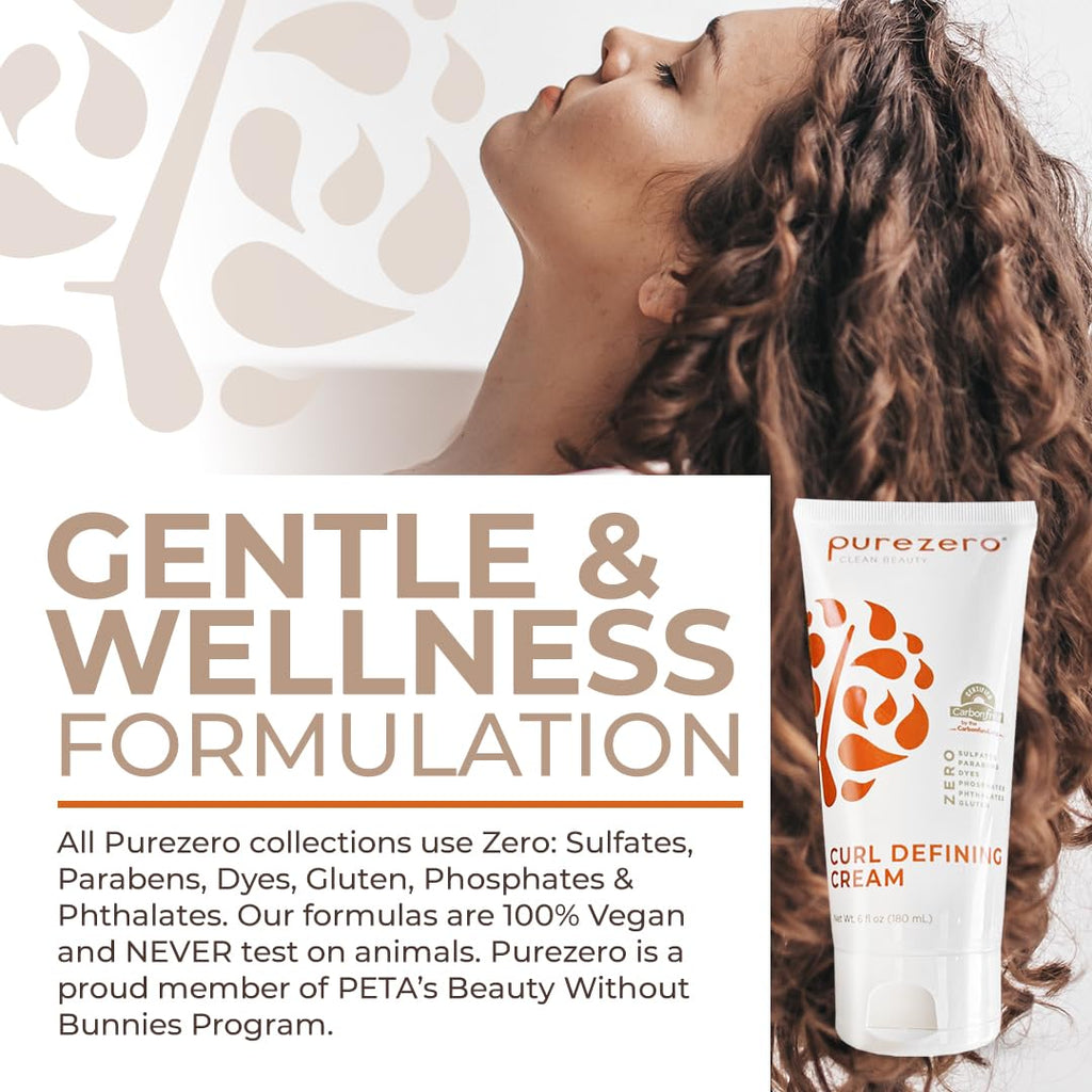 Purezero Curl Cream — Enhanced Curl Definition, Hydration & Frizz Reduction (6oz, 2 Pack) | Vegan & Cruelty-Free