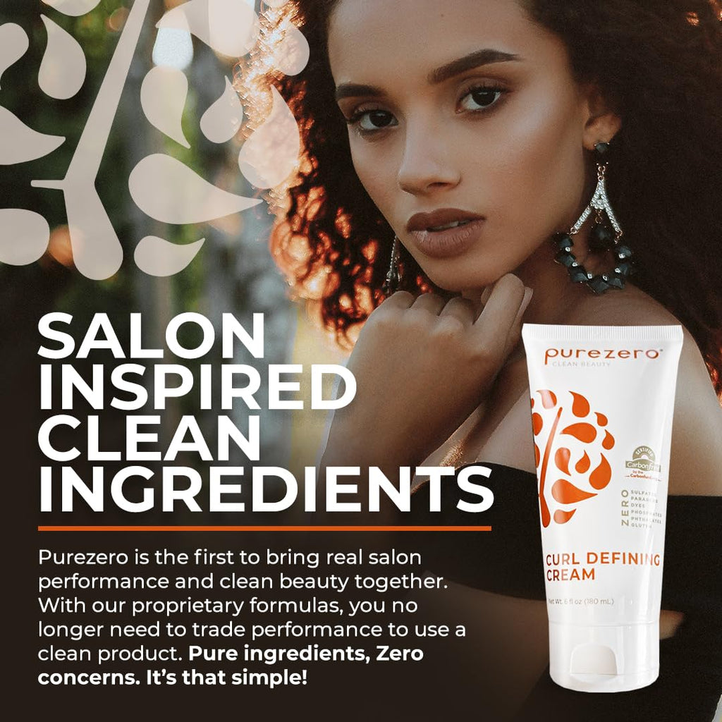 Purezero Curl Cream — Enhanced Curl Definition, Hydration & Frizz Reduction (6oz, 2 Pack) | Vegan & Cruelty-Free