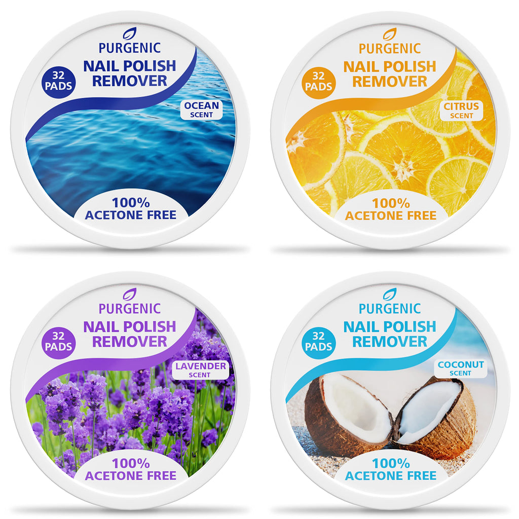 Purgenic Nail Polish Remover Pads – 256 Count, All-Natural, Acetone- and Acetate-Free, On-the-Go & Travel, Lint-Free Wipes