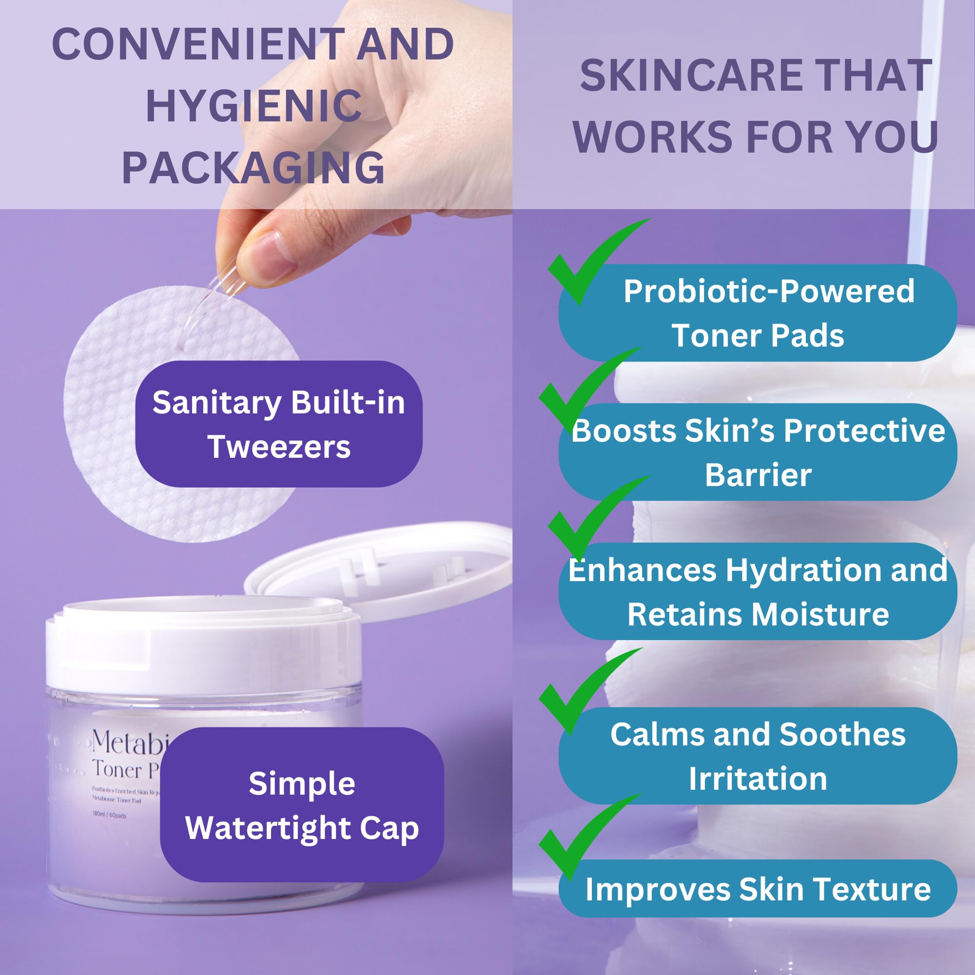 PURIPIA Metabiome Korean Toner Pads – Soothing Exfoliation & Hydration