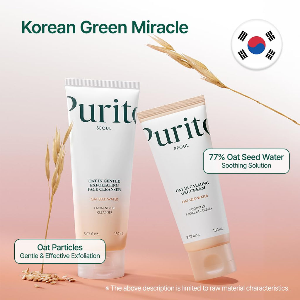 PURITO Oat Velvet Duo – Calming Gel Cream & Exfoliating Polish | Non-Comedogenic Korean Skincare