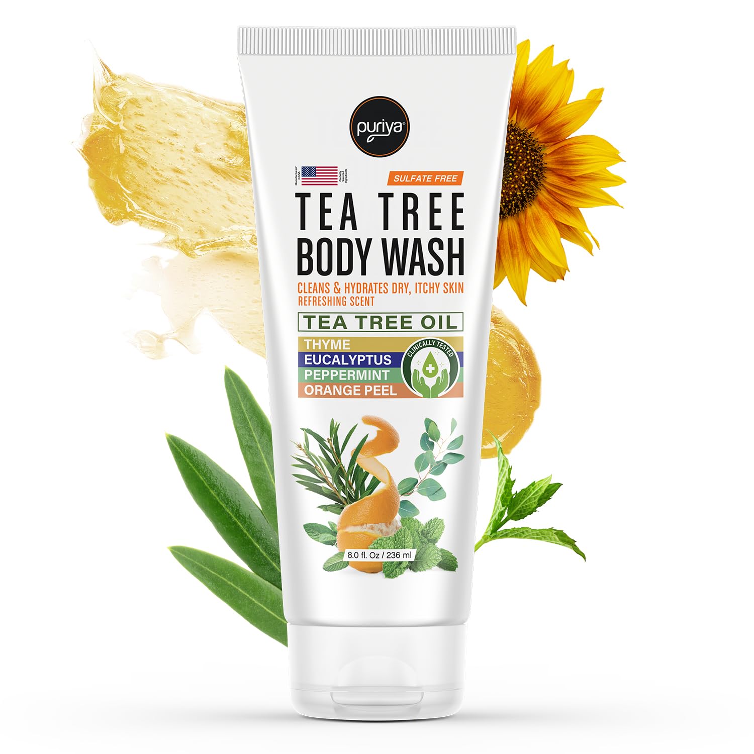 Puriya Tea Tree Body Wash – Gentle, Hydrating Cleanser for Sensitive Skin & Body Acne