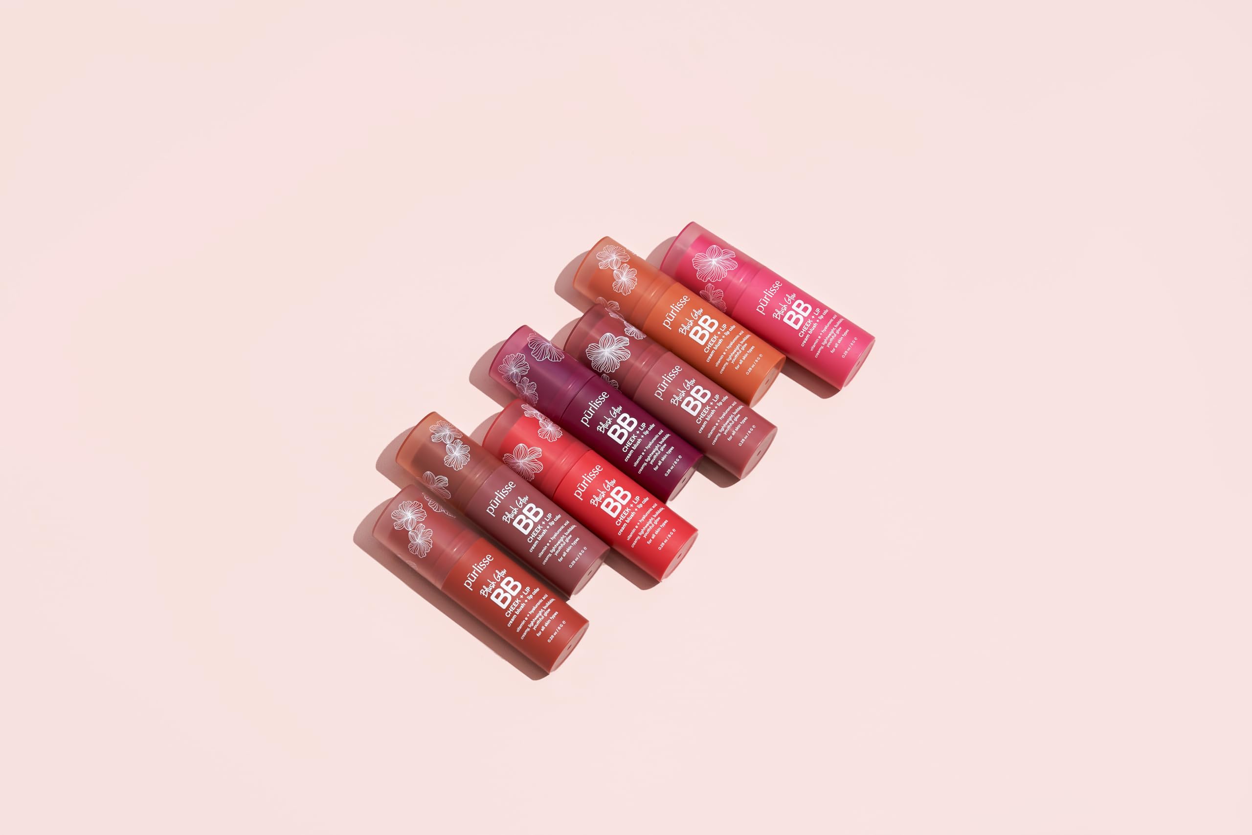 purlisse Blush Glow BB Lip & Cheek Tint – Hydrating 2-in-1 Cream Tint in Peach Please (.28 oz)