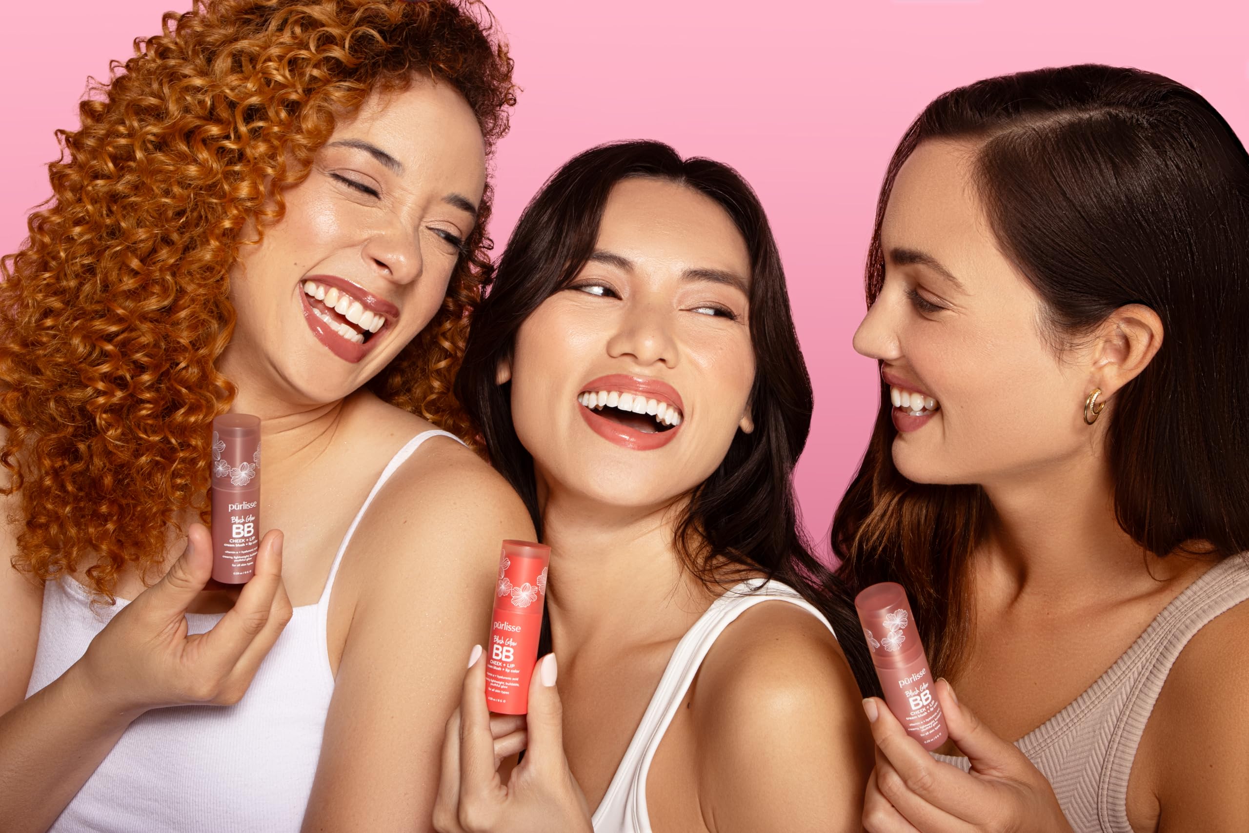purlisse Blush Glow Lip & Cheek Tint - Berry Bliss, Hydrating 2-in-1 Cream Blush Stick