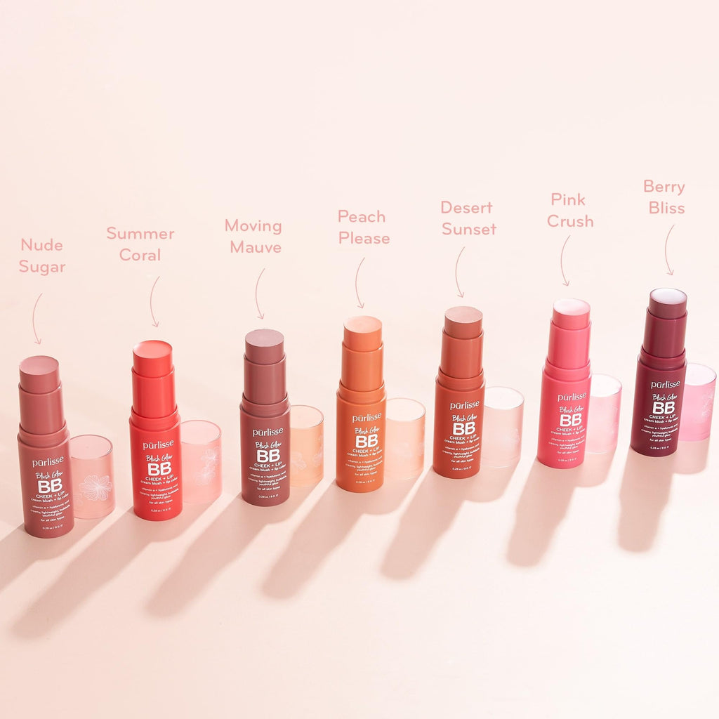 pūr­lisse Blush Glow BB Lip & Cheek Tint Desert Sunset — Hydrating 2-in-1 Cream Blush Stick
