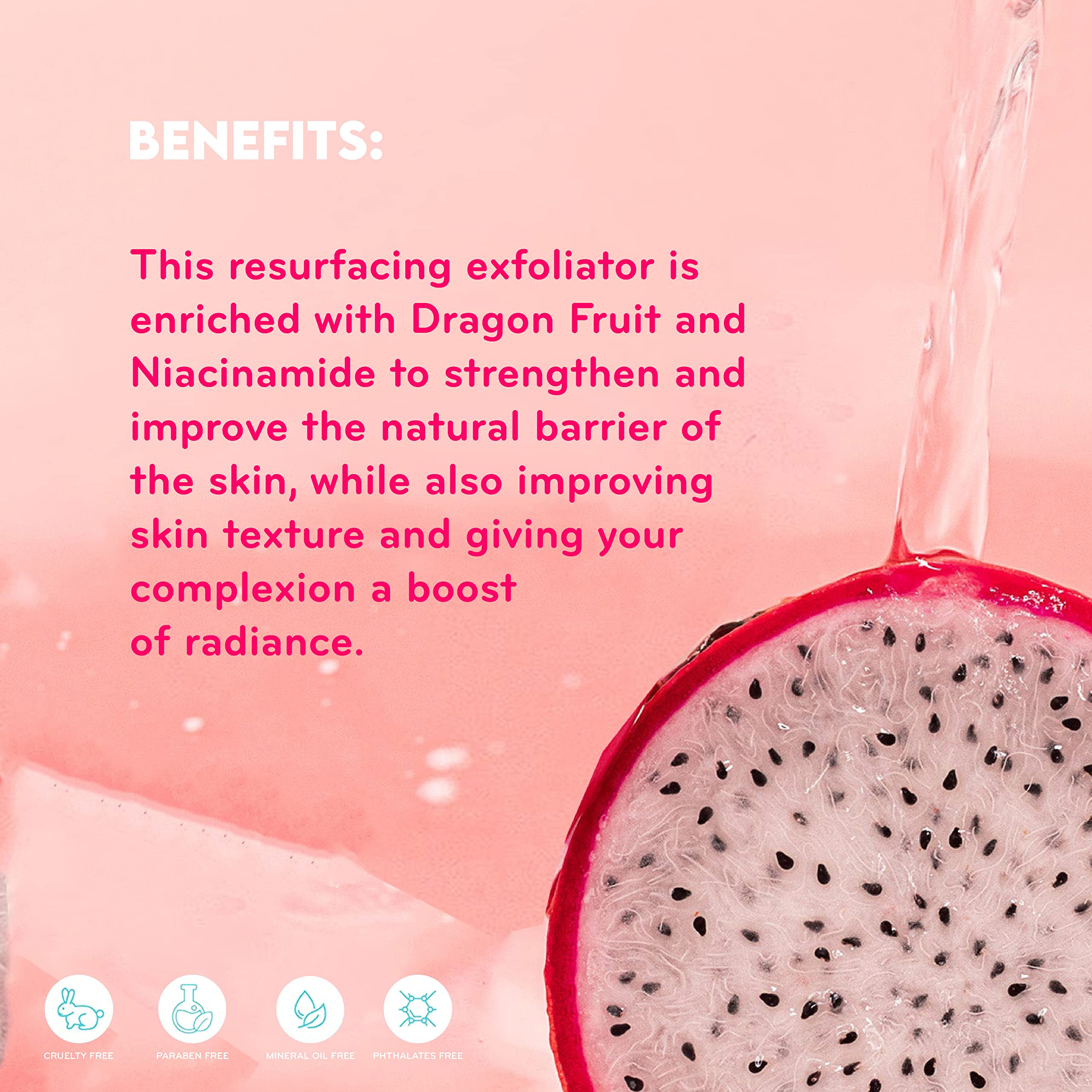 pūrlisse Dragonfruit + Niacinamide Exfoliator Scrub – Gentle Face Wash for Radiance, Texture & Barrier Support (1.7 fl oz)