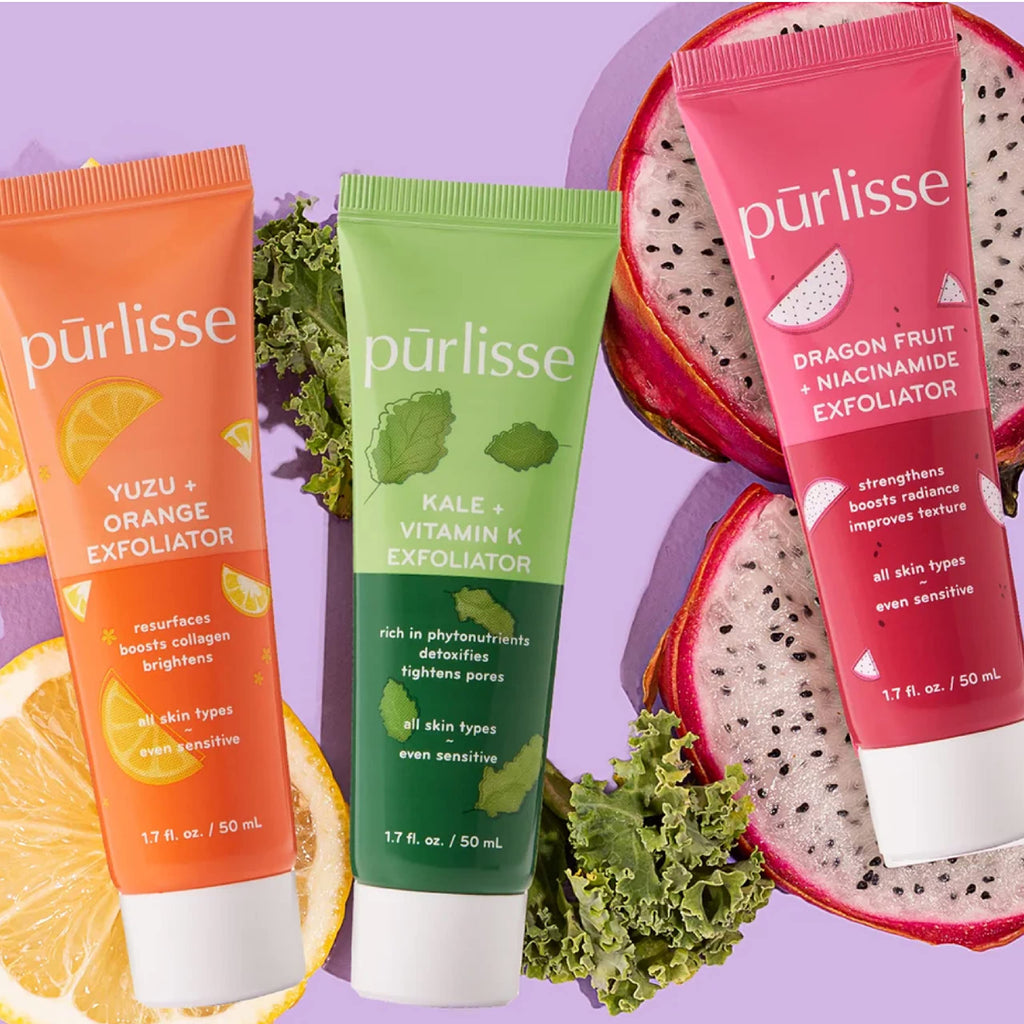 pūrlisse Dragonfruit + Niacinamide Exfoliator Scrub – Gentle Face Wash for Radiance, Texture & Barrier Support (1.7 fl oz)